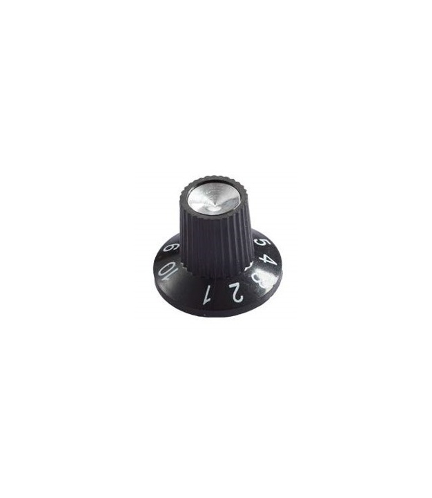 Black Knob with White Numbering 0 to 10 23x18mm Shaft 6x18T