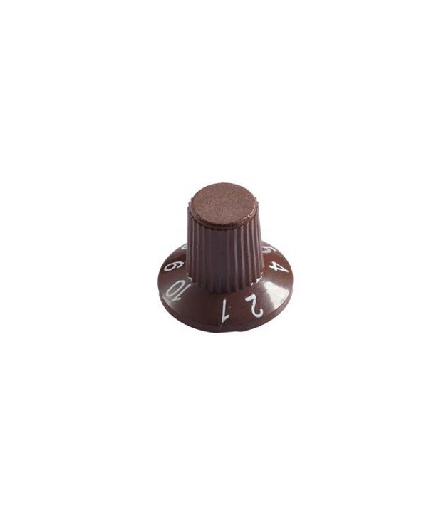 Brown Knob with white Numbering 0 to 10 23x18mm Shaft 6x18T