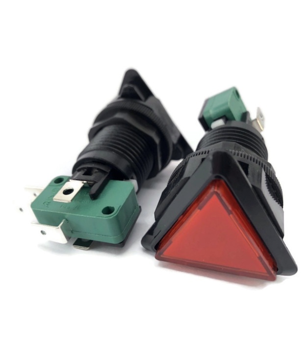 Red Triangle Illuminated Push Button Switch SPDT Momentary 12V