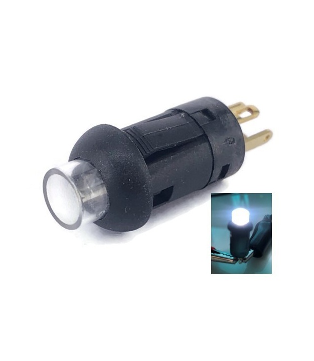 Illuminated PUSH BUTTON SWITCH SPST Momentary White LED 0.1A 30VDC
