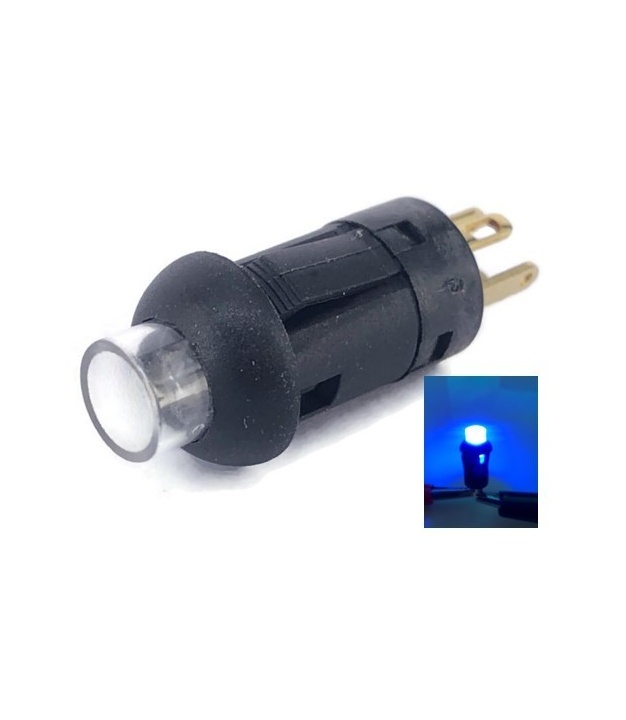 Illuminated PUSH BUTTON SWITCH SPST Momentary Blue LED 0.1A 30VDC