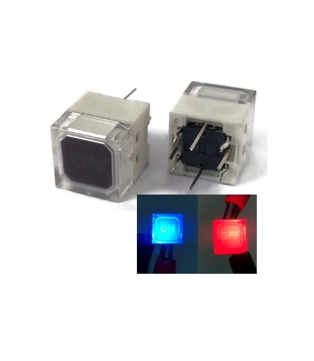 illuminated Tact Switch LED Blue and Red Color With ON and Off Text