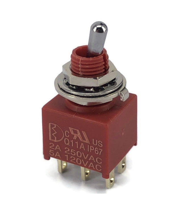 Seales Mini Toggle Switch 1A Series DPDT On-On Short Lever