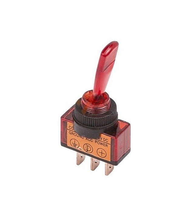 Auto Toggle Switch SPST On-Off Red LED 12V