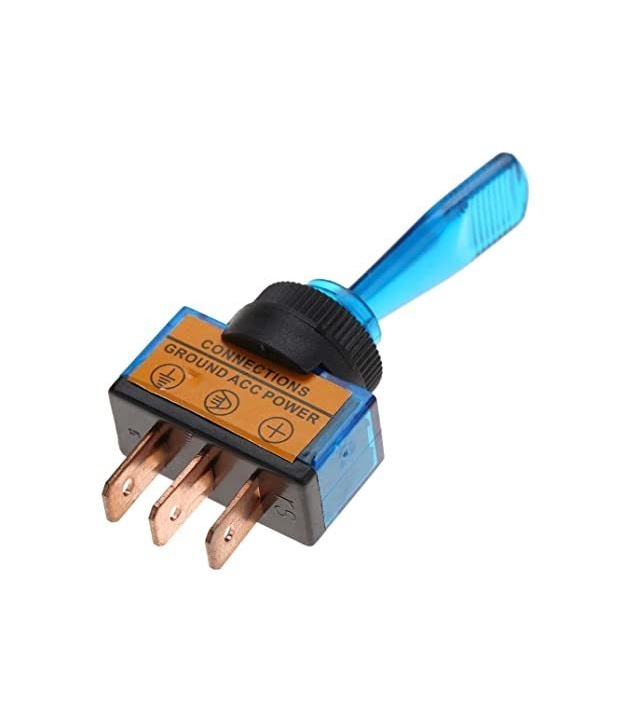 Auto Toggle Switch SPST On-Off Blue LED 12V