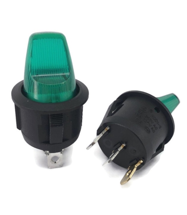 Illuminated Rocker Switch ON-OFF 12V GREEN LED SPST