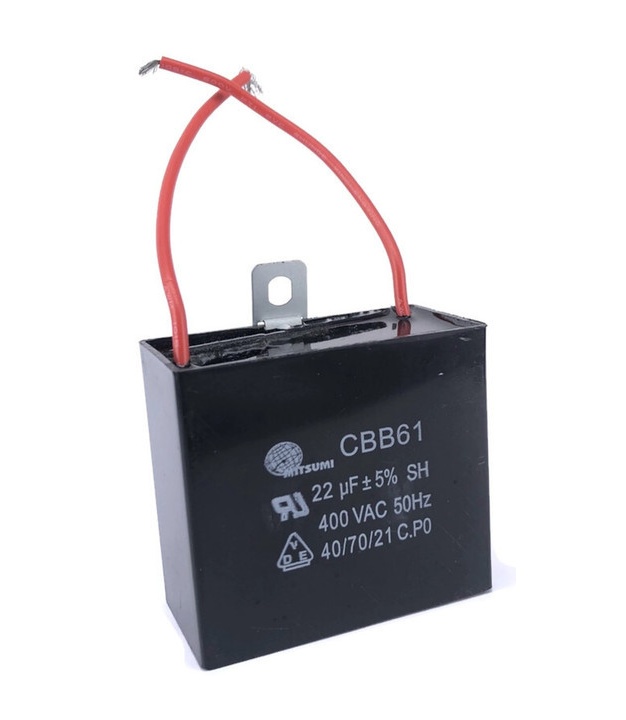 CBB61 Fan Capacitor 22uF 5% 400VAC 50Hz with Wire leads