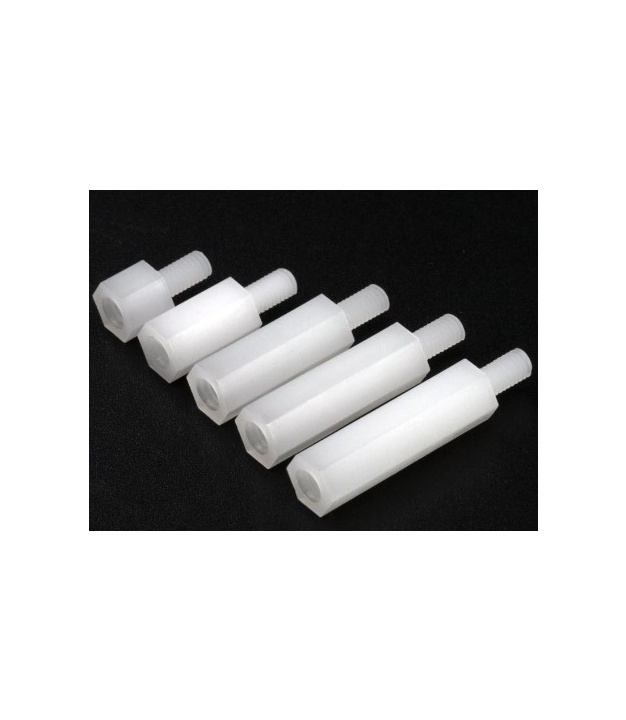 White Plastic Nylon Standoff Spacer Silver Screw Hex Male M3x15mm