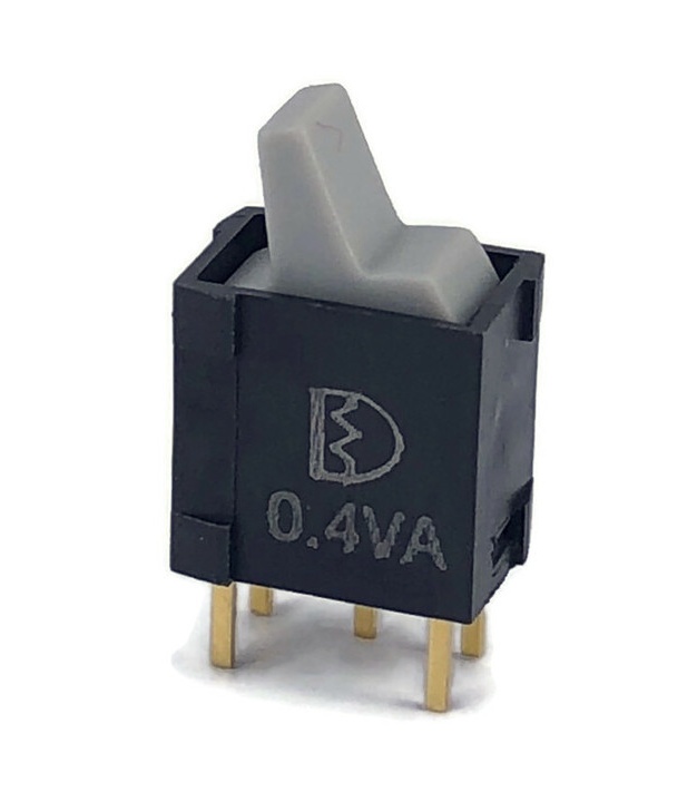 Sub-Mini Rocker Switch 4U Series SPDT ON-ON Gray Lever PCB Pins