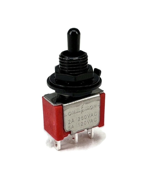 Mini Toggle Switch 1M Series SPDT On-Off-On Short Lever Black Shaft