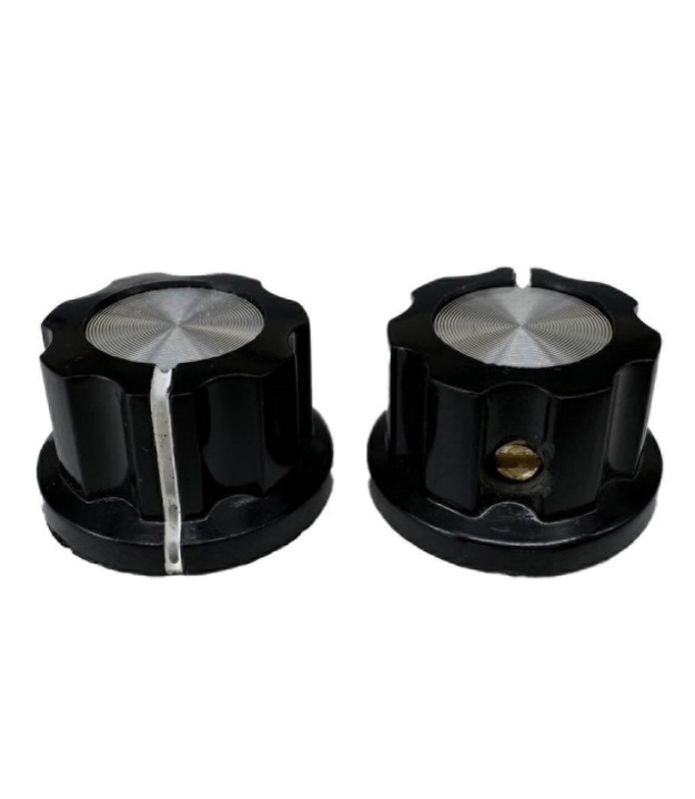 Boss Style Silver Top Black Knob 23mm