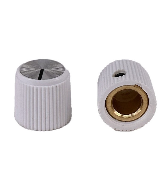White Rogan knob 13x12mm Shaft Hole 6.4mm