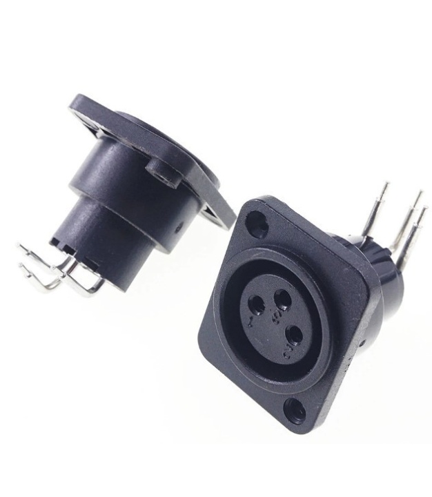 3 Pin XLR Female Panel Mount Chassis Socket Right Angle