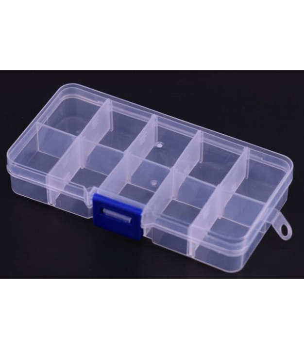 10 Grid Transparent Plastic Project Box 6.5*12.8*2.3 cm A