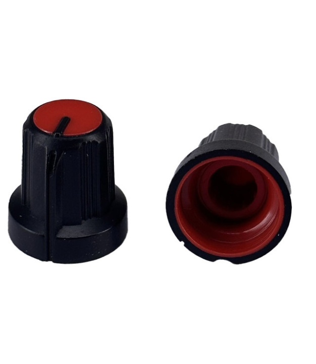 Black body Red Top Knob 15x16 Shaft 6x18T