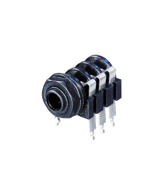 REAN NYS218 6.35mm 1/4" Stereo Insulated Unswitched Socket Jack PCB Long Pins