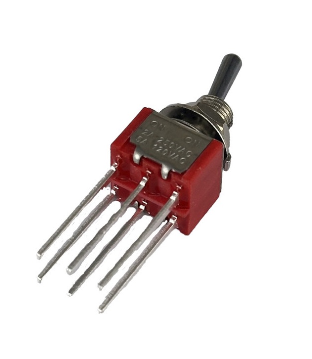 Mini Toggle Switch 1M Series DPDT On-On Long PC Thru-Hole