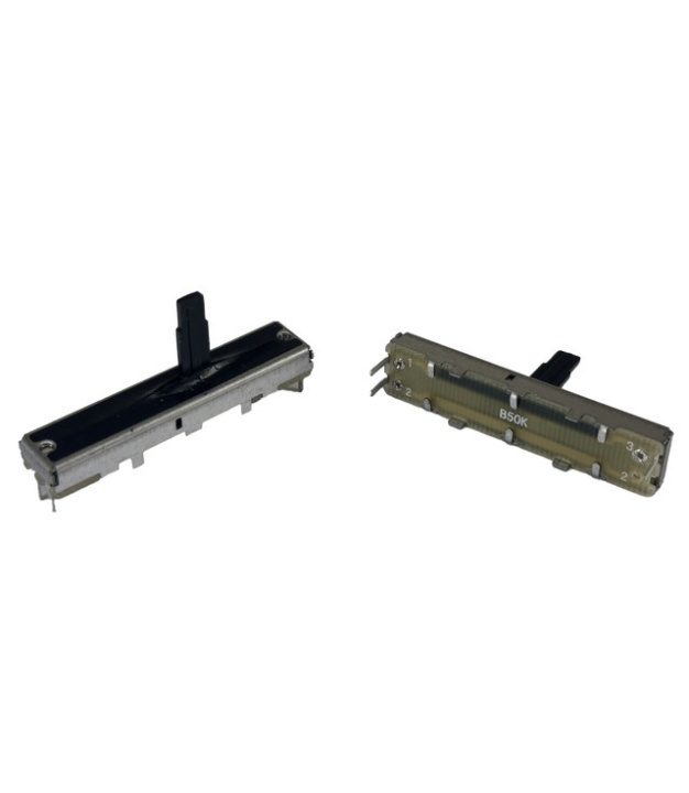 TAYDA 50K OHM Linear Taper Slide Potentiometer PCB Mount Plastic Shaft Lever Height: 15mm Center Click