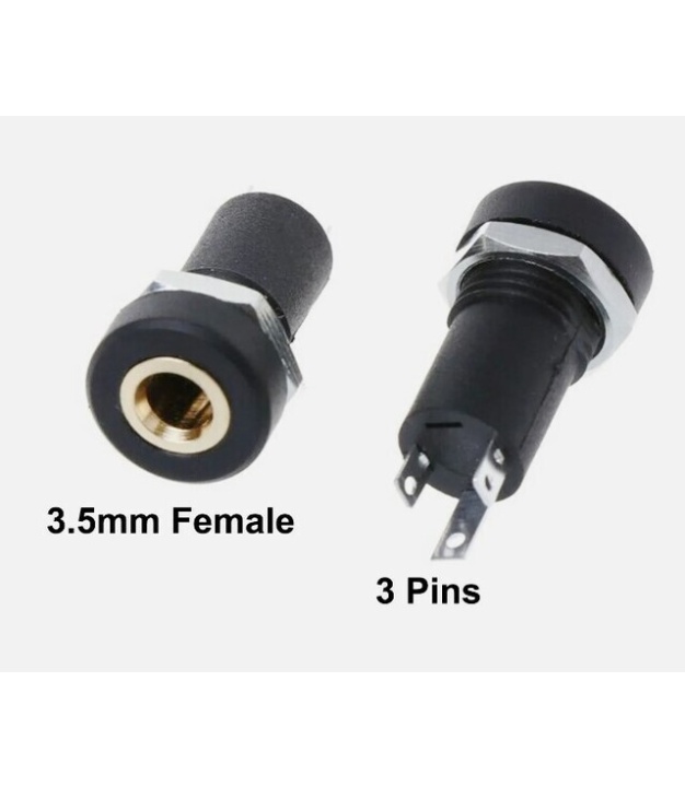 3.5mm 3 Poles Audio Socket Panel Mount Gold Plated with nut