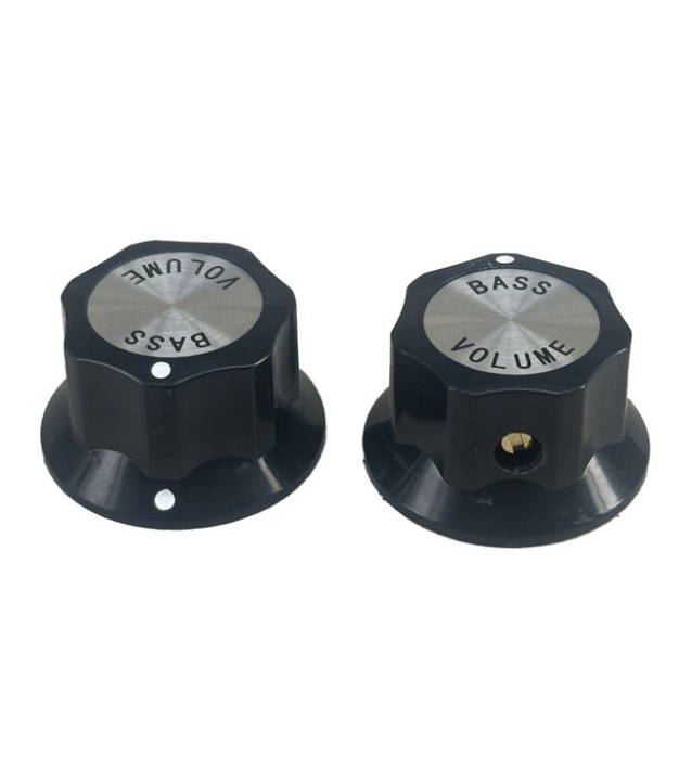 Black Rickenbacker guitar knob with Brass and Volume screen on top 25x15mm Shaft 6.4mm