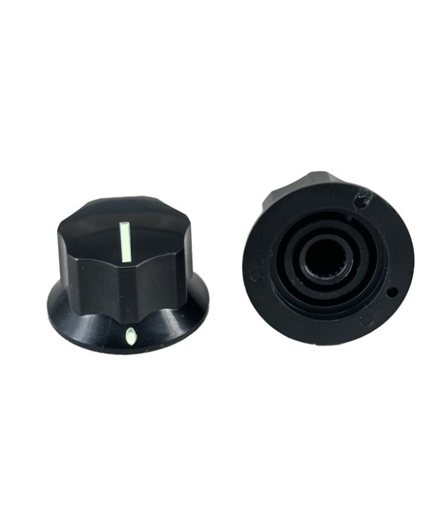 MXR Style Fluted Black Knob 25x15mm Shaft 6x18T with Shiny line