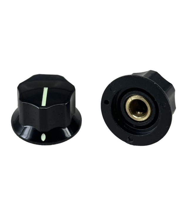 MXR Style Fluted Black Knob 25x15mm Shaft 6.4mm with Shiny line