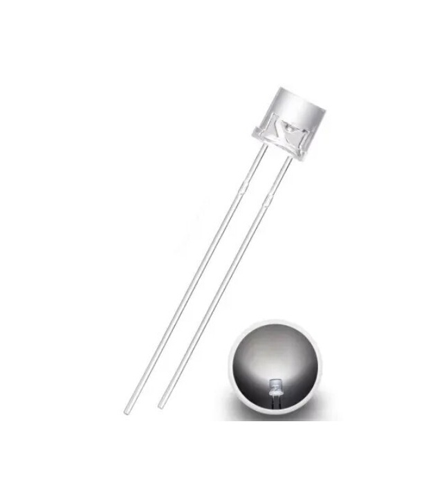 	FLAT TOP White LED 5mm Clear Lens