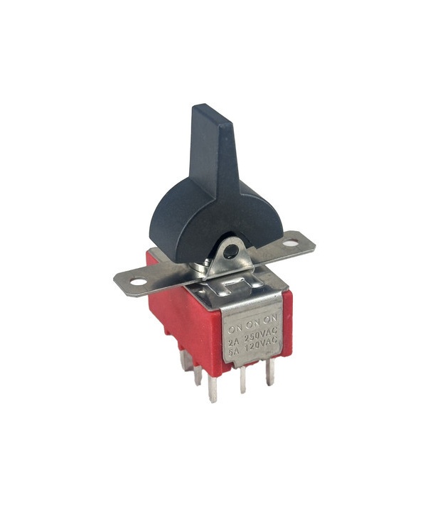 	Mini Rocker Switch ON-ON-ON 4PDT Black Lever