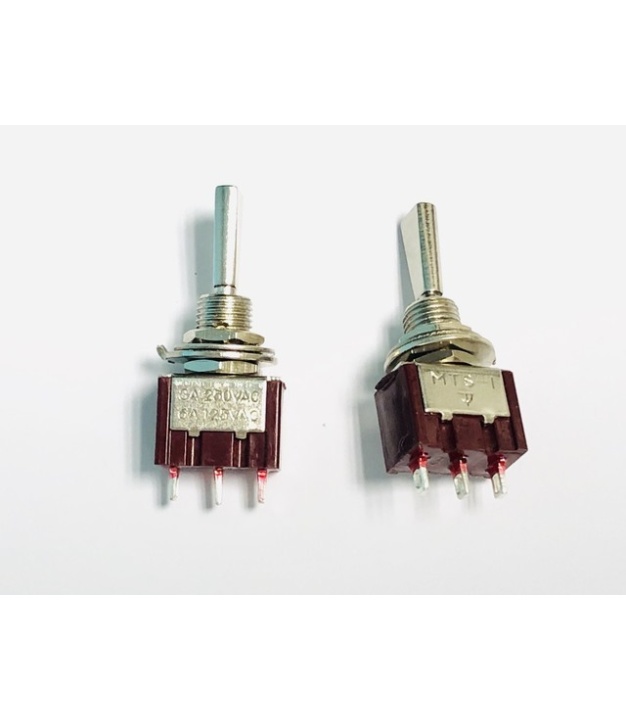Mini Toggle Switch SPDT On-Off-On Metal Flat Handle
