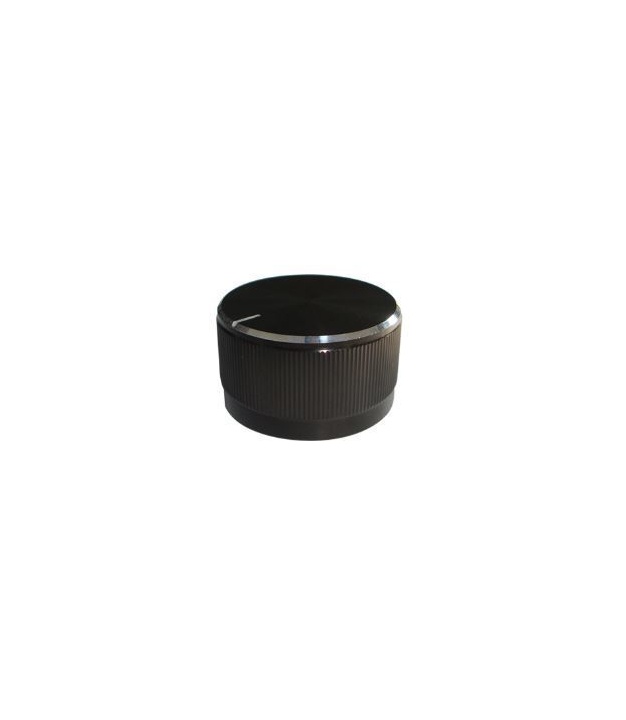 Knurled Aluminum Black Knob with Silver circle 30x18mm Shaft Diameter 6x18T 