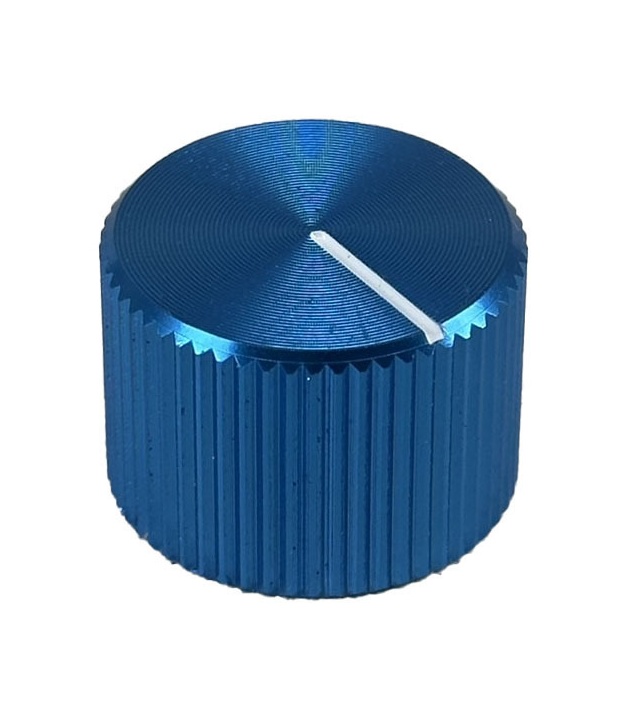 Knurled Aluminum Blue Knob Shaft 6.35mm