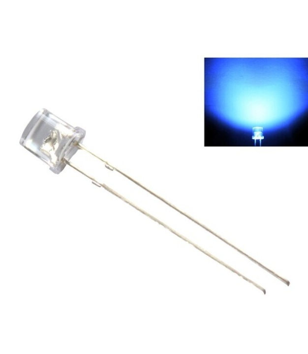 	FLAT TOP Blue LED 5mm Clear Lens