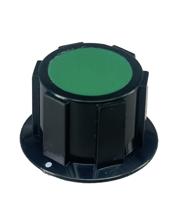 Black Knob With Green top 25x15mm Shaft 6.4mm