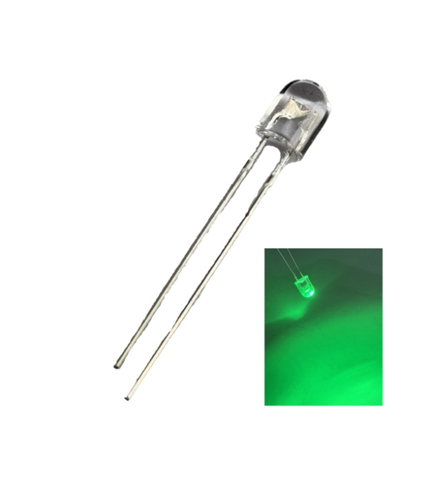 5mm Oval Green LED 5mm Water Clear edgeless 3V