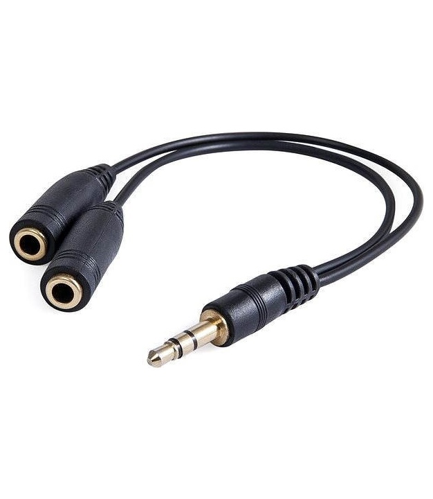  3.5mm Stereo Cable Male to Dual Female 3.5mm Black Color