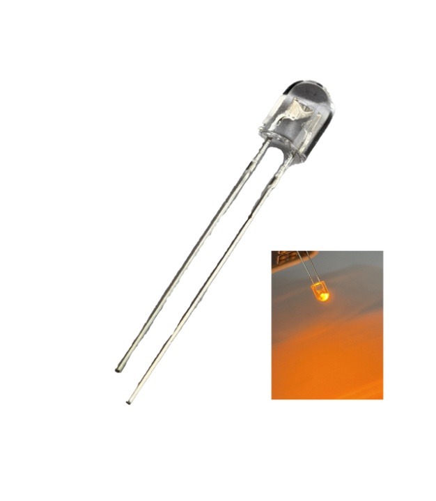 5mm Oval Yellow LED 5mm Transparent Lens edgeless 3V