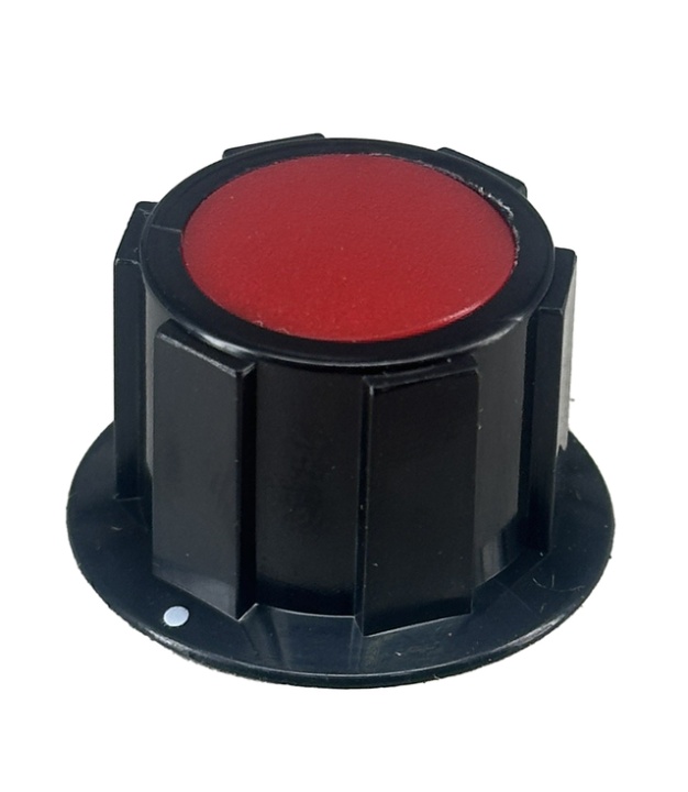 Black Knob With Red top 25x15mm Shaft 6.4mm