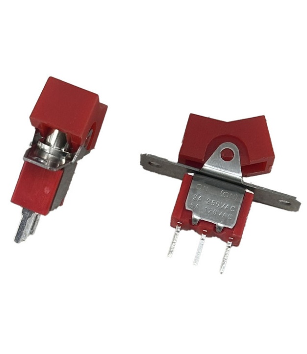 Mini Rocker Switch Momentary ON-(ON) SPDT Red Actuator PCB Pins