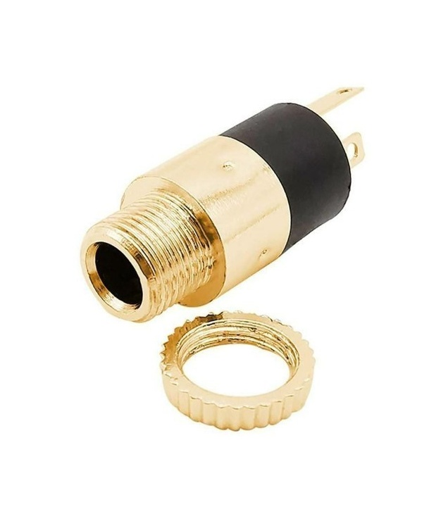 PJ-392 3.5mm Stereo Enclosed Chassis Socket Jack Gold Plated