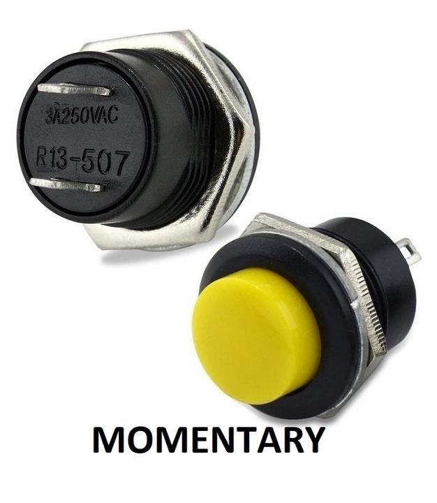 PUSH BUTTON SWITCH MOMENTARY Yellow Color SPST 3A 250VAC