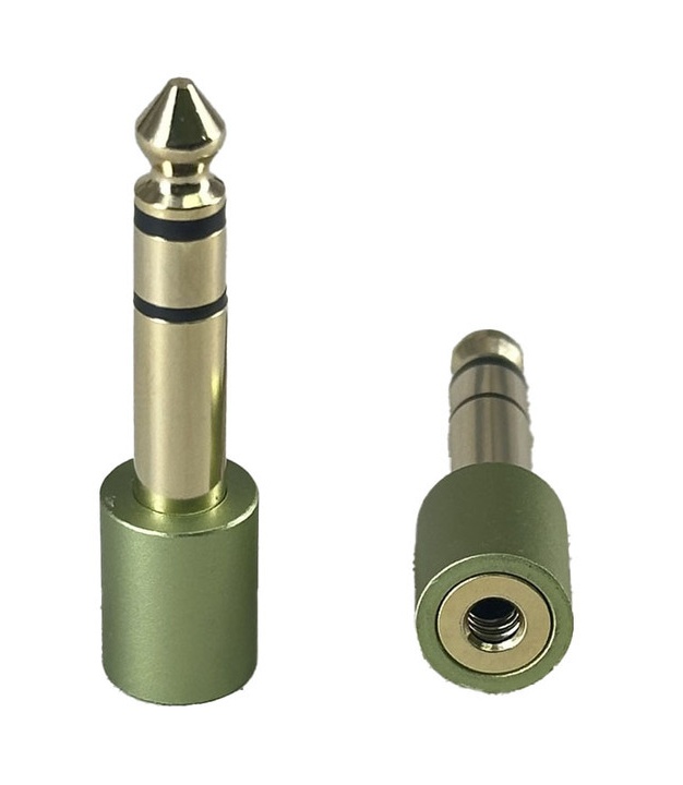 Green 6.35mm 1/4" Male Stereo Plug To 3.5mm Female Jack Audio Adapter Connector 