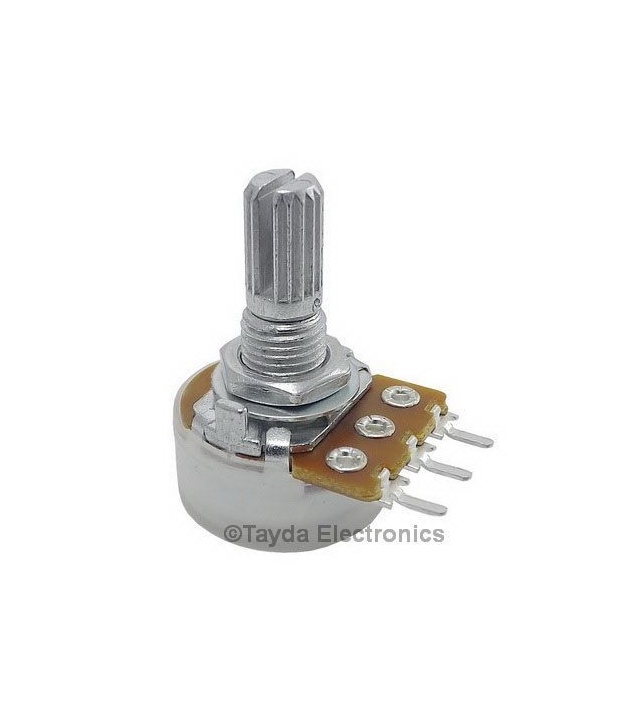100K OHM W-Taper Tone control Potentiometer Spline Shaft PCB Mount