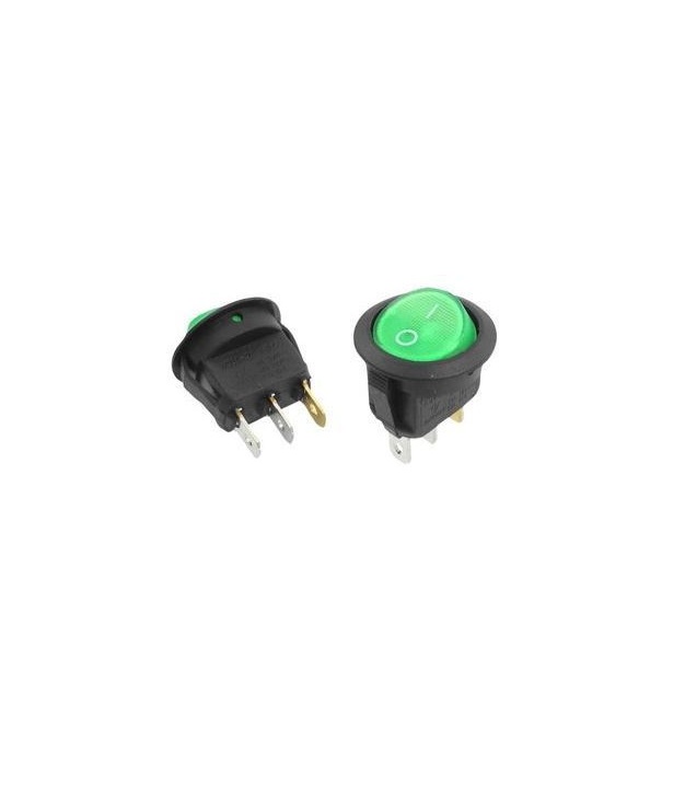 Round Rocker Switch Green ON/OFF SPST (with lamp) 220VAC 
