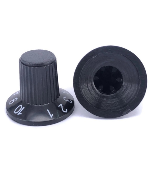 Black Knob Black cap with White Numbering 1 to 10 23x18mm Shaft 6x18T