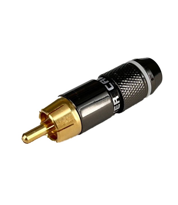 RCA Male Plug Connector Pearl Nickel Plated Black