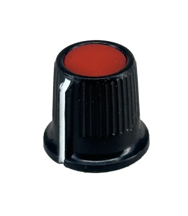 Black body Red Top Knob 16x15mm Shaft 6.4mm