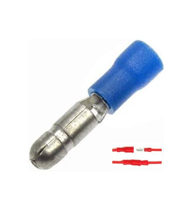 Male Bullet Insulated Crimp Terminal Blue Size 1.5mm² to 2.5mm²