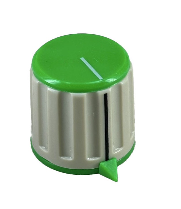Amplifier Silver Knob Green top 25X20mm shaft hole 6mm