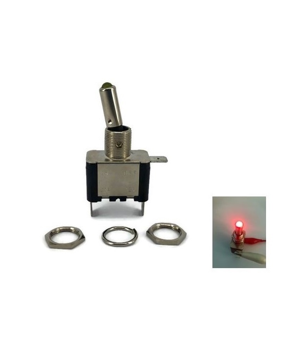 Toggle Switch Aircraft SPST On-Off 12V 20A Red LED