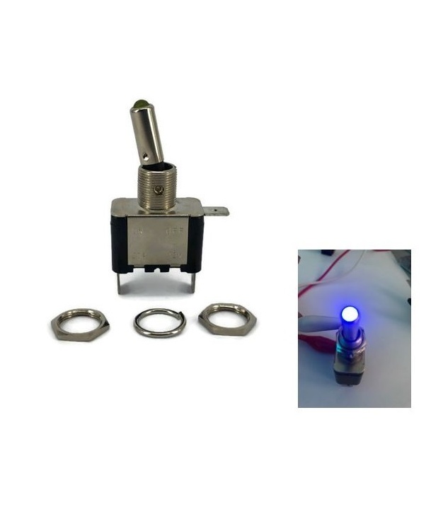 Toggle Switch Aircraft SPST On-Off 12V 20A Blue LED